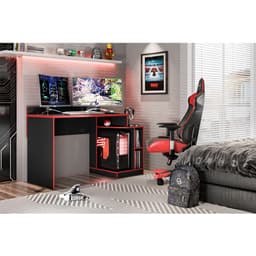Mesa Gamer Play Preta e Vermelha