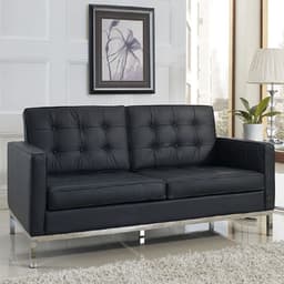 Sofá FK 2 Lugares Couro Natural Preto