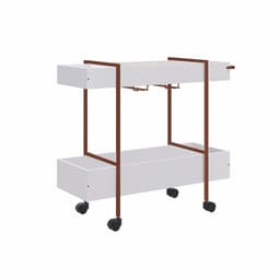 Carrinho Bar Vermont Branco e Cobre