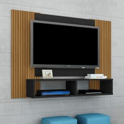 Painel para TV Mirante Preto Efeito Ripado