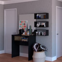 Conjunto de Aparador e 3 Nichos Balin Preto