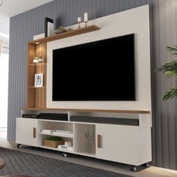Home para TV Plote Off White e Canela