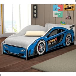 Cama Carro com Baú Juvenil Racer Azul