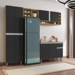 Cozinha Compacta Atlanta amendoa preto  
