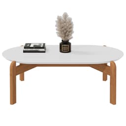 Mesa de Centro Oval Colombo Branco Cedro