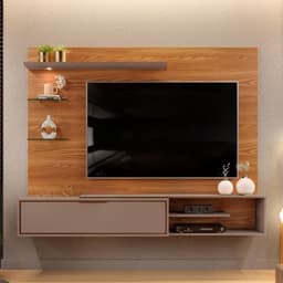 Painel para TV Ares com Led Carvalho Griz