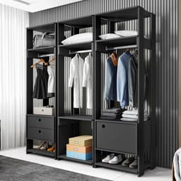 Roupeiro Madri Preto com Porta e Gaveta