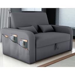 Sofá Cama com Baú Gorteen Veludo Cinza
