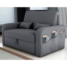 Sofá Cama com Baú Luka Veludo Cinza