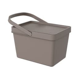 Cesta com Alça e Tampa Loft Cinza