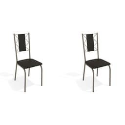 Conjunto com 2 Cadeiras Lisboa Nickel e Preto