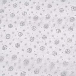 Tecido Decorativo Flocos de Neve Prateado