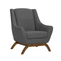 Poltrona Juliet Linho Mescla Chumbo e Madeira