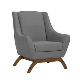 Poltrona Juliet Linho Mescla Cinza e Madeira