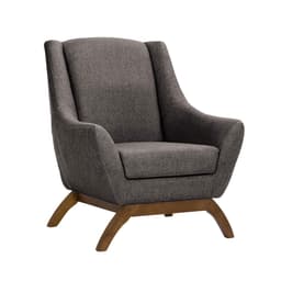 Poltrona Juliet Linho Mescla Marrom e Madeira