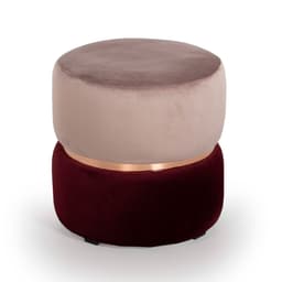 Puff Round Rainbown Veludo Rosa e Bordô