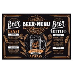 Tábua Retangular Beer Menu Preta 30 cm