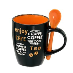 Caneca Enjoy Café Preta e Laranja