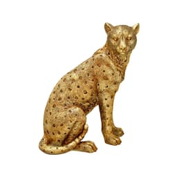Escultura Decorativa Leopardo Dourada