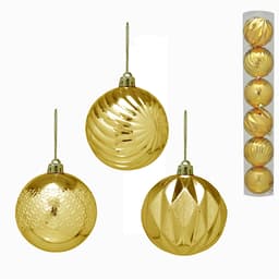 Jogo com 6 Bolas de Natal Dourado