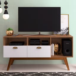 Rack Cameron Marrom e Branco 134 cm