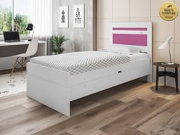 Cama Solteiro Larissa Branca e Rosa Framar