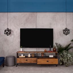 Rack Salvia Preto e Amêndoa Rustico 160 cm
