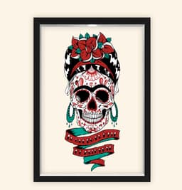 Quadro Caixa 23X33cm Frida Caveira Mexicana