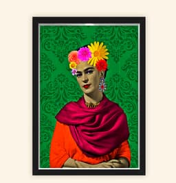 Quadro Caixa 23X33cm Frida Flores Verde