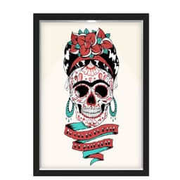 Quadro Caixa Com Led Frida Caveira Mexicana