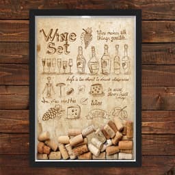 Quadro Caixa Porta Rolhas Vinho Wine Set