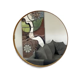 Espelho Redondo 40cm com Moldura Caramelo