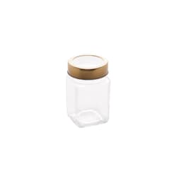 Pote de Vidro Class Incolor e Dourado 300 ml