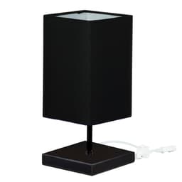 Abajur Eros Quad Preto com Base Inox Preta