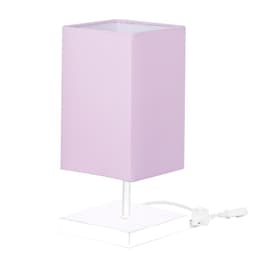 Abajur Eros Quad Rosa com Base Inox Branca