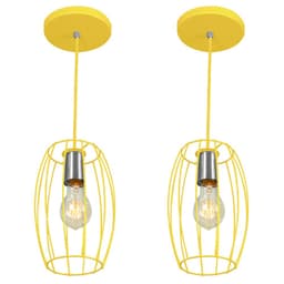 Kit 2 Pendentes Pequim Aramado Amarelo