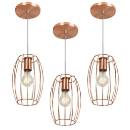 Kit 3 Pendentes Pequim Aramado Cobre