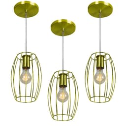 Kit 3 Pendentes Pequim Aramado Dourado