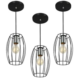 Kit 3 Pendentes Pequim Aramado Preto
