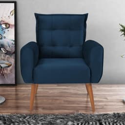 Poltrona Decorativa Vera Veludo Azul