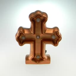 Cruz C/ Luz Led Cobre Em Cerâmica