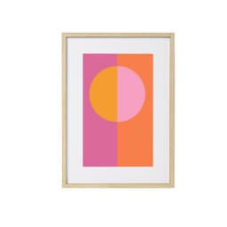 Quadro Decorativo Semicirculos Rosa e Laranja