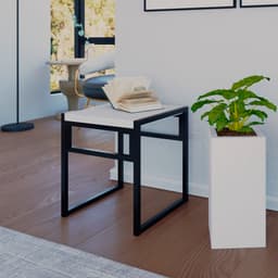 Banco Baixo Wooden Branco e Preto