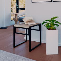 Banco Baixo Wooden Carvalho e Preto