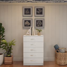 Cômoda Atena 5 Gavetas Evidência Branco