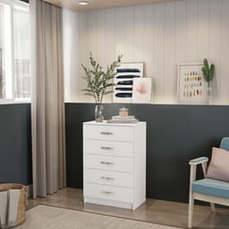 Cômoda Hera 5 Gavetas Evidência Branco