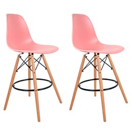Conjunto com 2 Banquetas Charles Eames Rosa