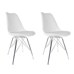 Conjunto com 2 Cadeiras Saar Cromado e Branco