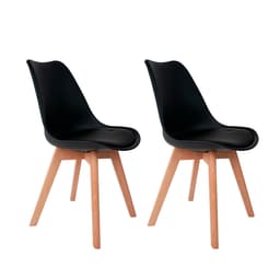 Conjunto com 2 Cadeiras Saarinen Wood Preto