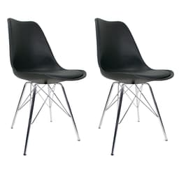 Conjunto com 2 Cadeiras Tower Cromado e Preto